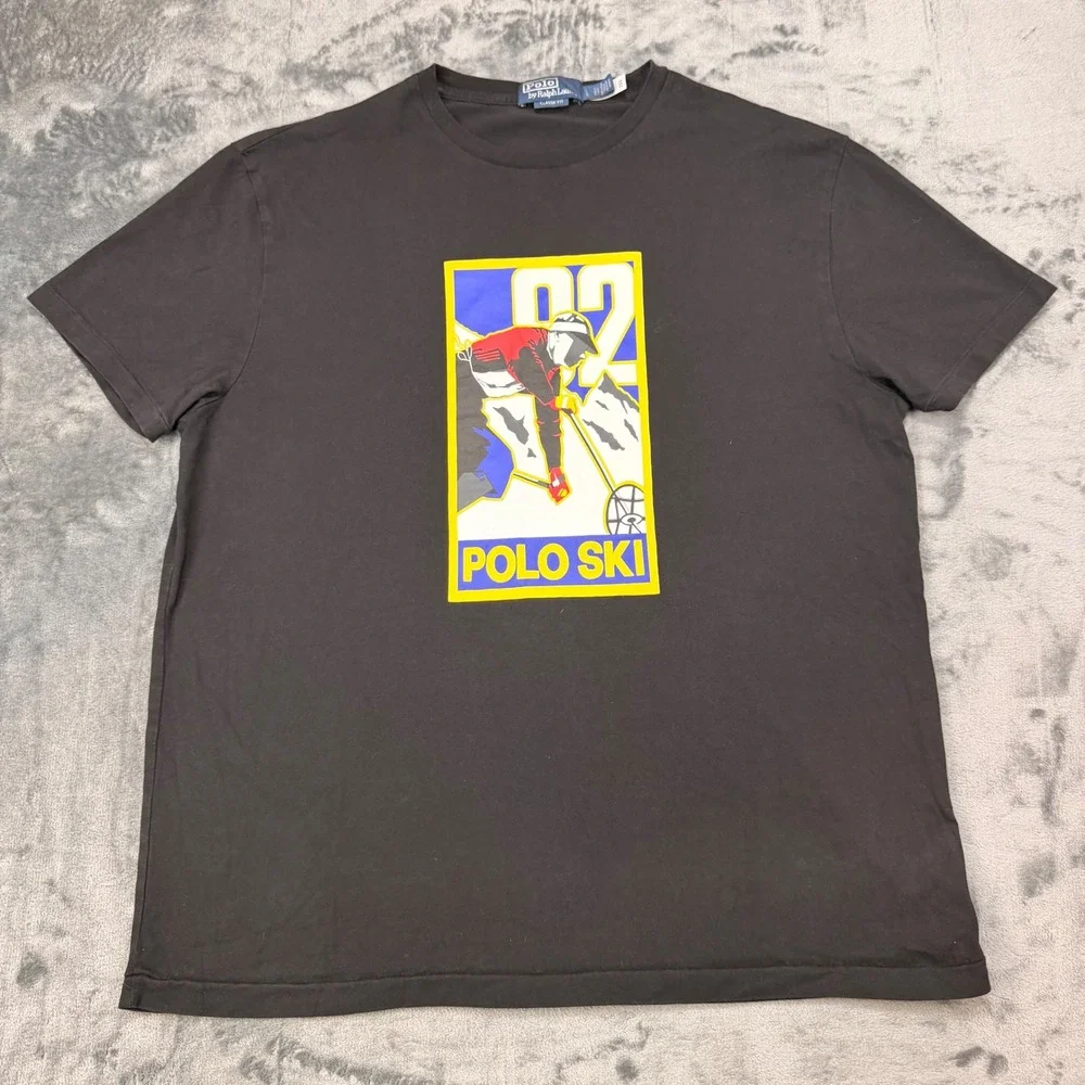 Polo Ralph Lauren Mens Polo Ski 92 Graphic T-Shirt Black Classic Fit Large